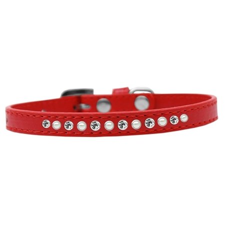 MIRAGE PET PRODUCTS Pearl & Clear Crystal Puppy CollarRed Size 16 611-04 RD-16